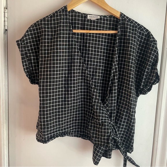 Frank & Oak Tops - FRANK AND OAK Checkered Wrap top size M